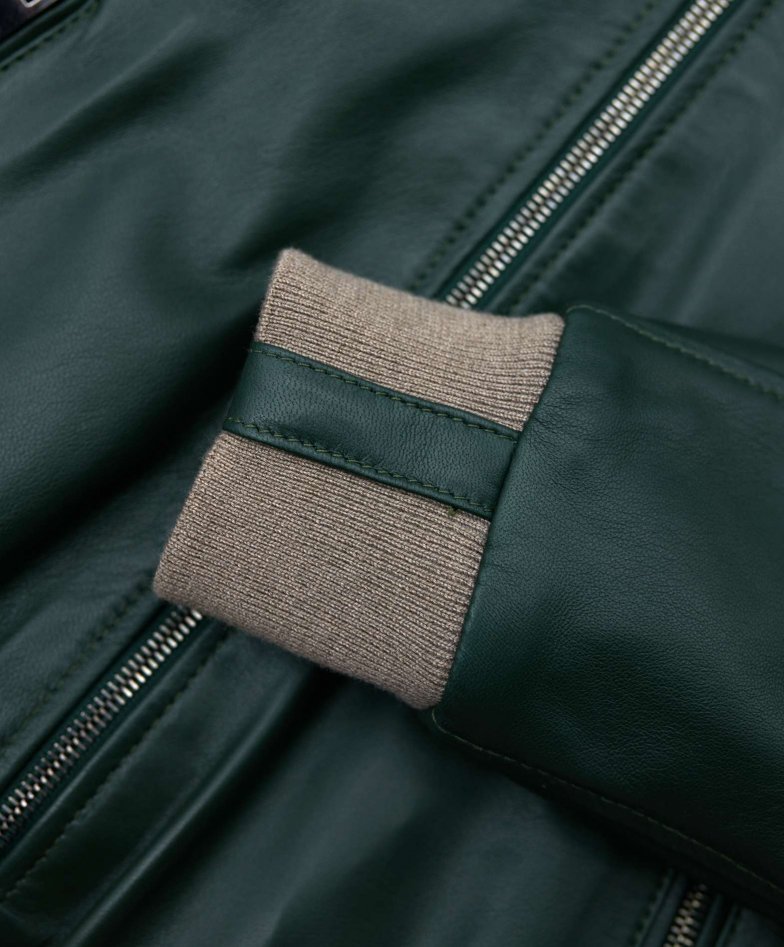 Grüne lederjacke bomberjacke Kragen...