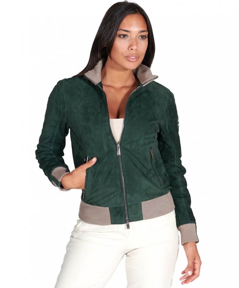 Grüne wildlederjacke bomberjacke...