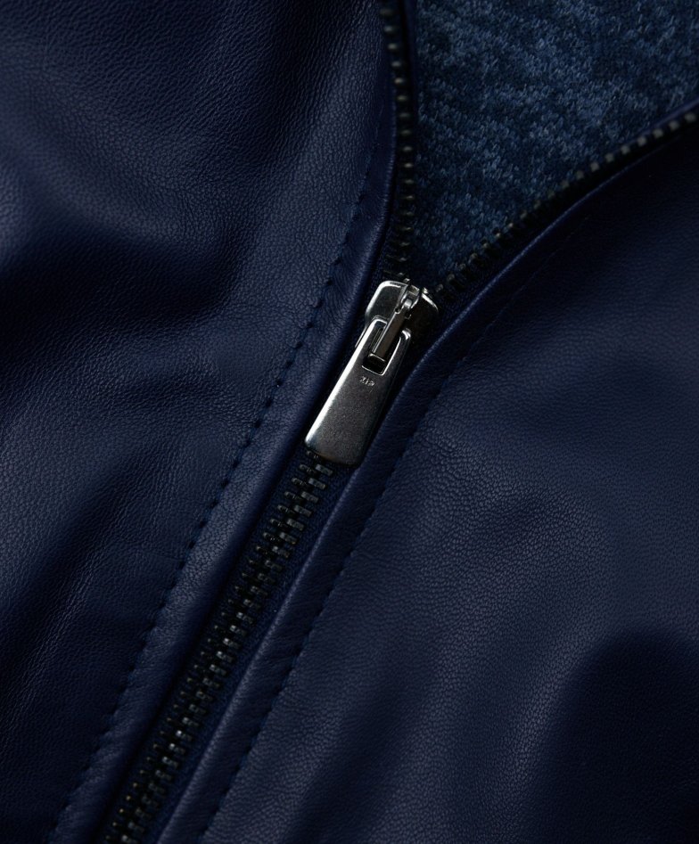 Blaue bikerjacke naturleder lammleder...
