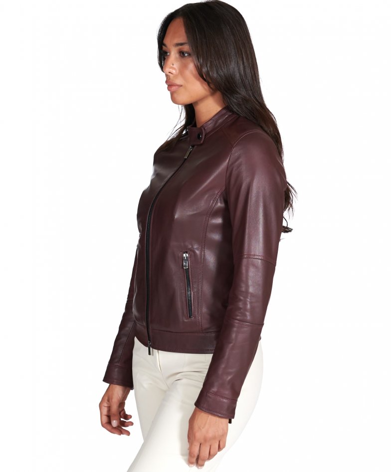 Burgunder bikerjacke naturleder...