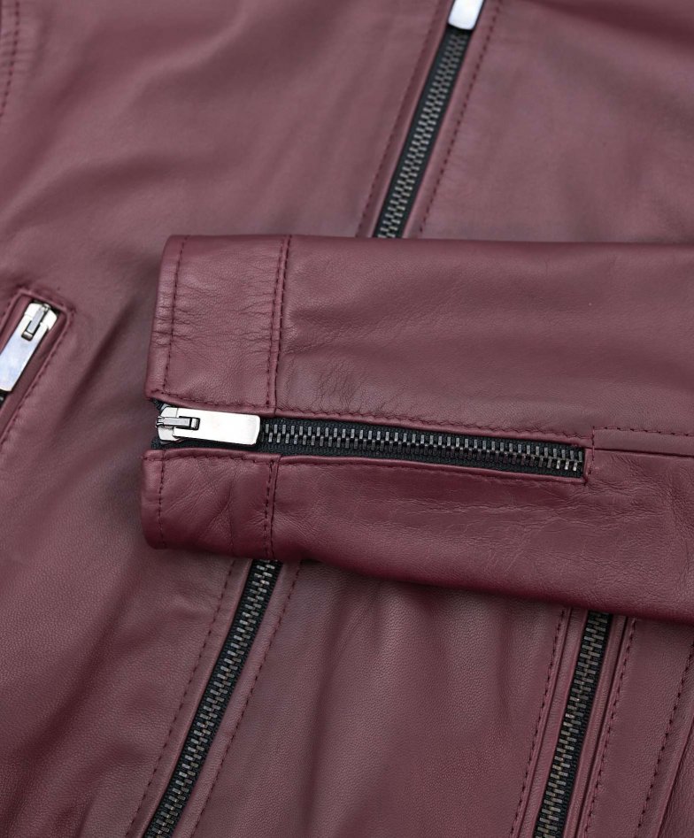 Burgunder bikerjacke naturleder...