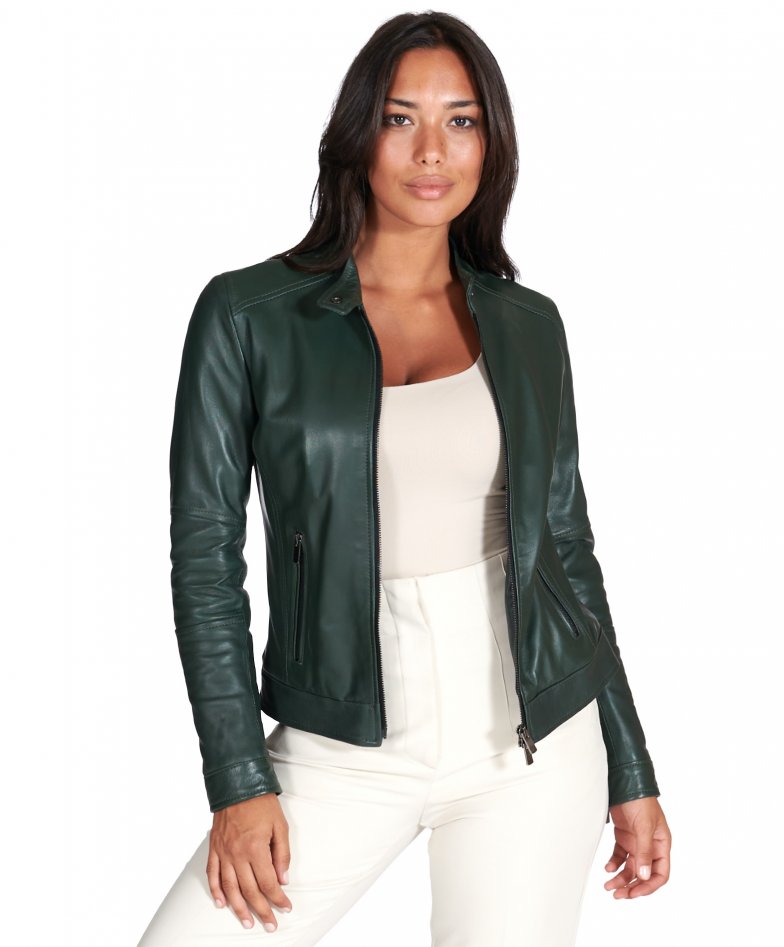Grün bikerjacke naturleder lammleder...