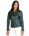 Giacca biker in pelle naturale verde effetto liscio