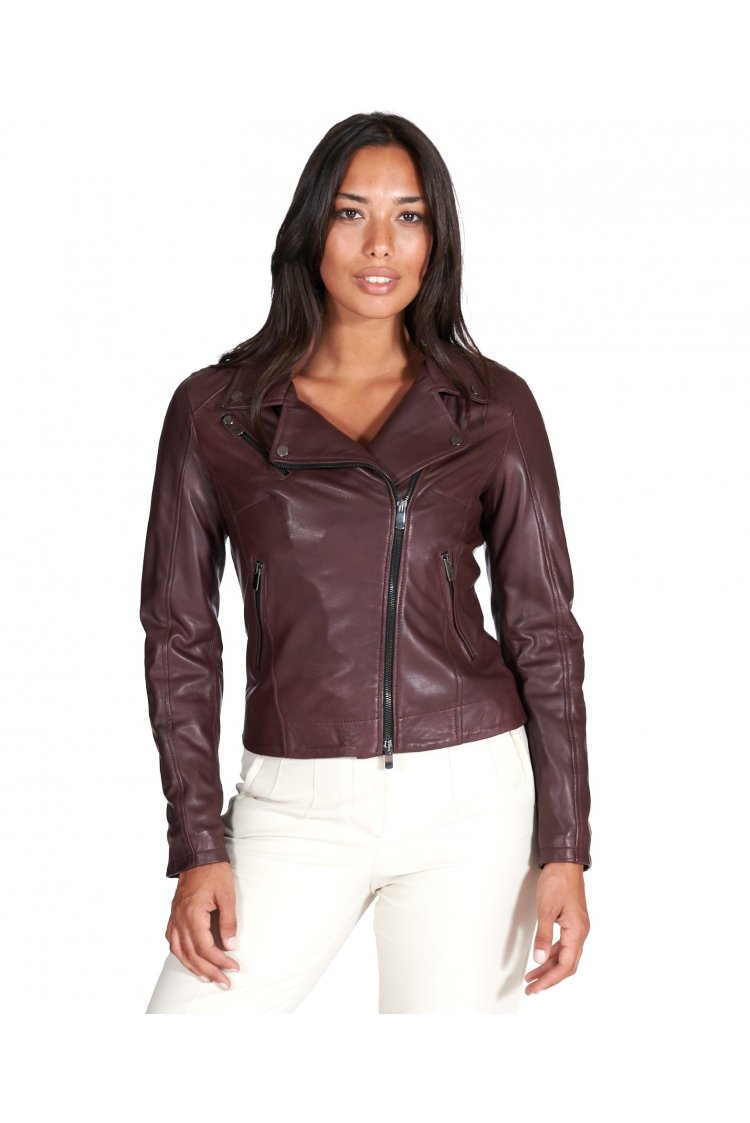 Burgunder biker lederjacke...