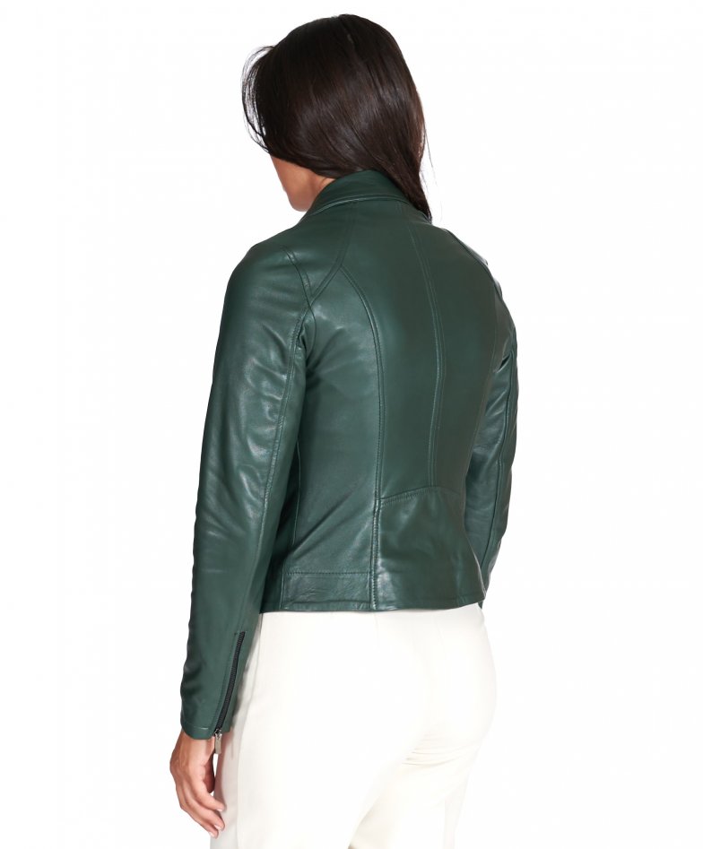 Grüne biker lederjacke naturleder mit...