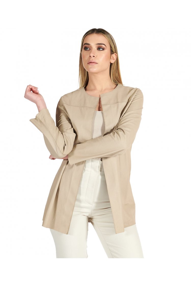 beige glatte nappalederjacke