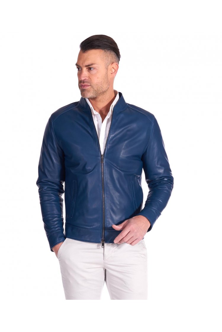 Denim blau lederjacke...