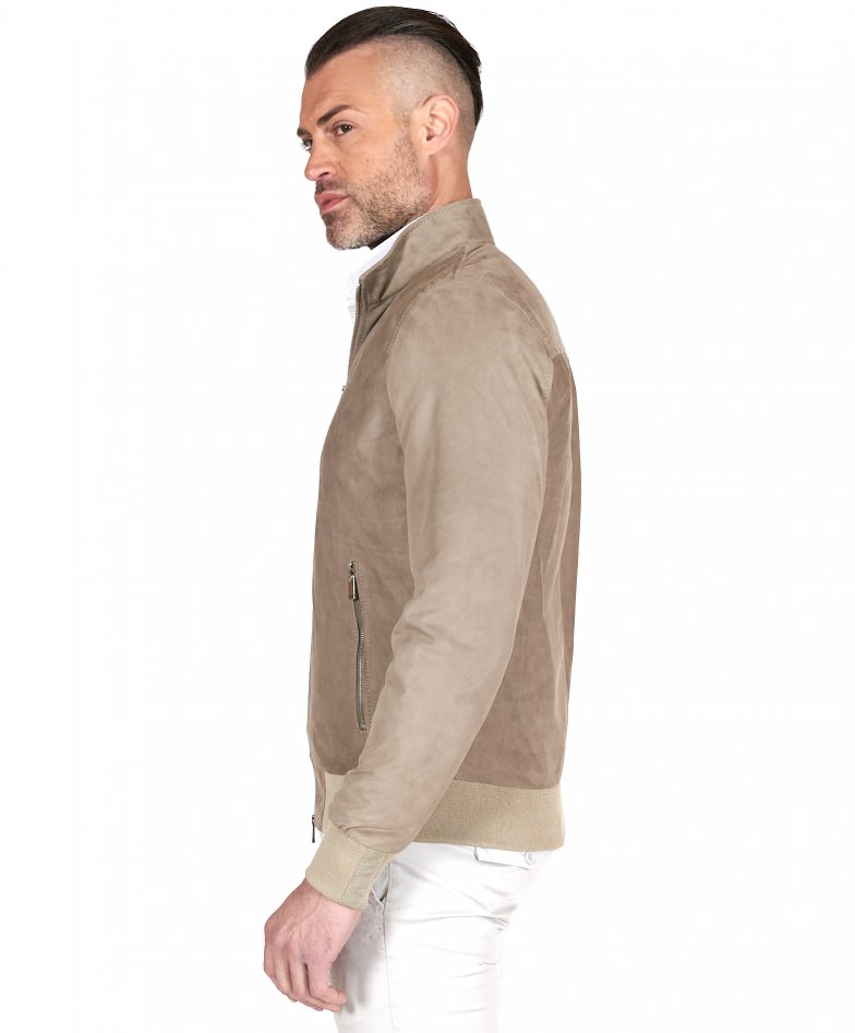 Sandfarbene Bomberjacke aus Wildleder...