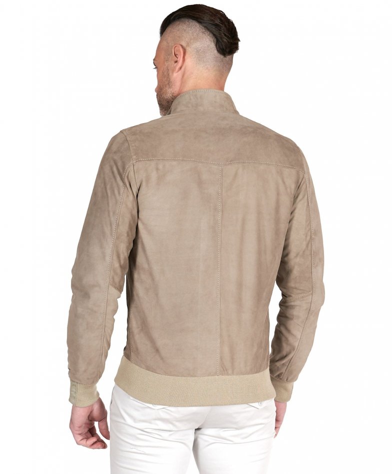 Sandfarbene Bomberjacke aus Wildleder...