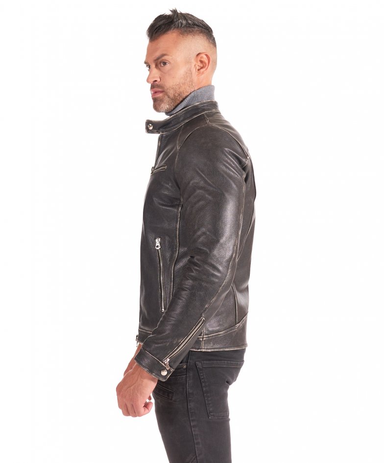Schwarze  lederjacke bikerjacke...