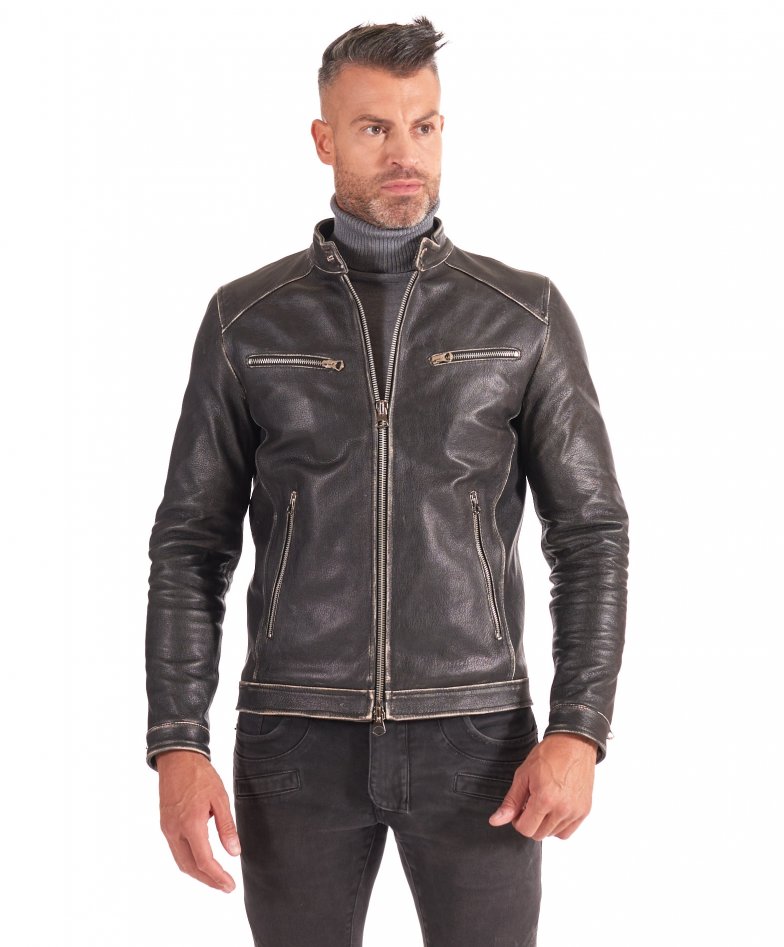 Schwarze  lederjacke bikerjacke...