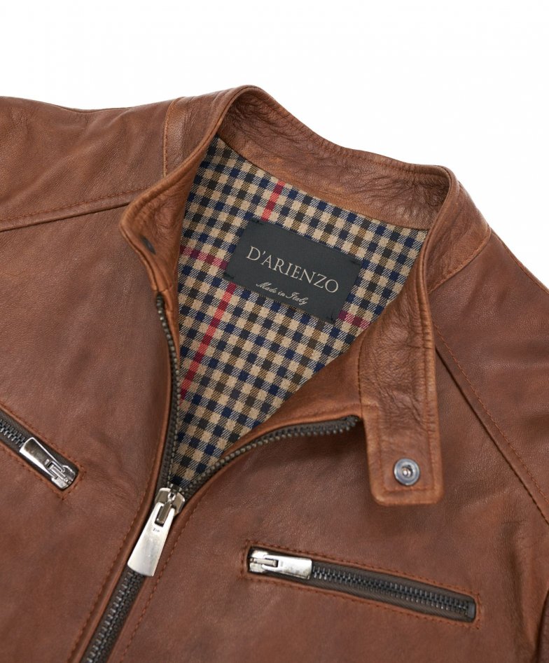 Lederjacke mit vier taschen und...
