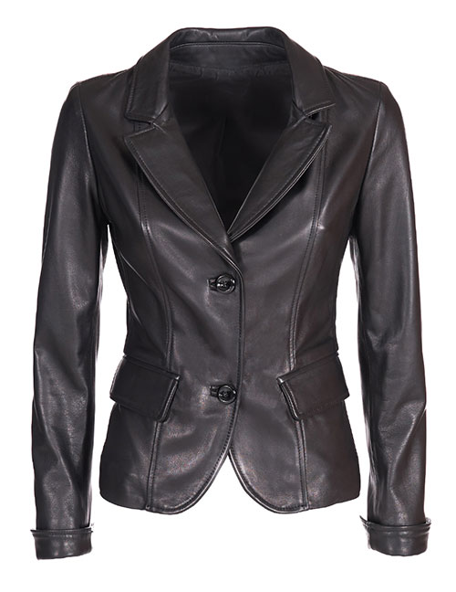 Blazer in pelle nera da donna