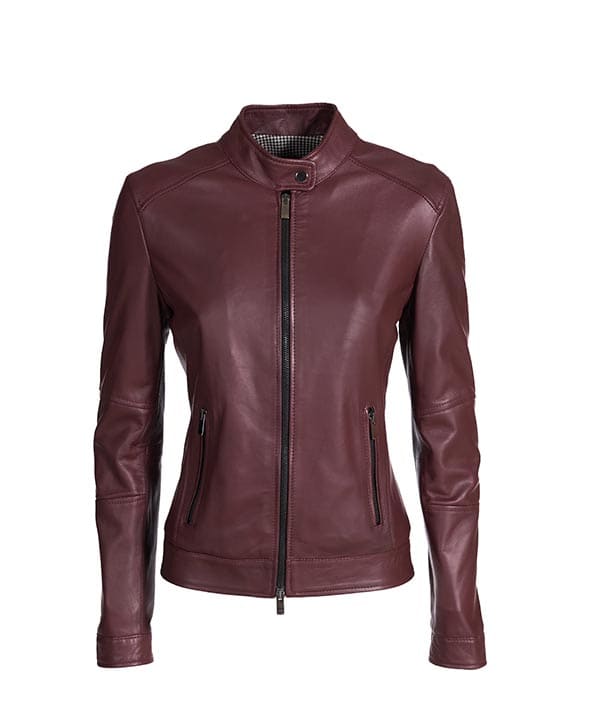 Giacca pelle donna bordeaux